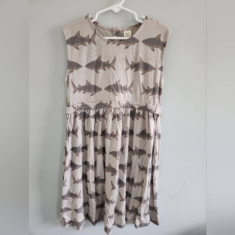 Kate Quinn Shark Print Empire Dress - Gray Nwt